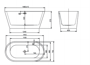 Tùy chỉnh phụ kiện 59 "Trắng miễn phí đứng hình bầu dục Acrylic bồn tắm hiện đại Set cho phòng tắm - Product Image 4