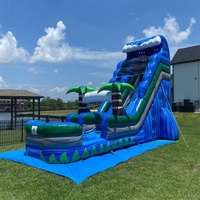 Toboggan aquatique gonflable géant commercial en PVC 0,55 mm pour extérieur, avec logo personnalisé, pour piscine et jardin, détachable, vente en gros