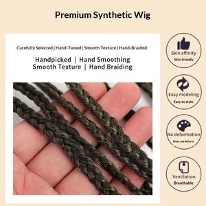 Perruque en fibre chimique à double trame, fabriquée à la machine, <span class=keywords><strong>avec</strong></span> dreadlocks noires pour femmes, boucles françaises à trois brins en soie, pour le commerce extérieur et la consommation nationale - Product Image 4