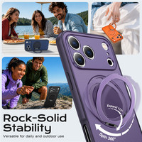 Funda Magnética para Teléfono con Textura de Tela Tejida para iPhone 18 17 16 15 Pro Max 360 °   Soporte de Anillo Giratorio Antihuellas para Teléfono