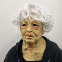 Masque en latex réaliste de vieil homme avec cheveux blancs, design pleine face rides prononcées pour Halloween, cosplay, fête - Fournisseur OEM