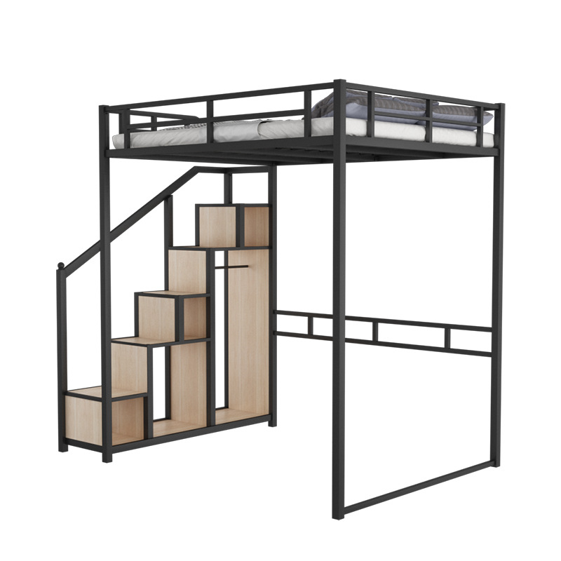 Bare bed black-left staircase