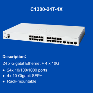 For 1300 24x Gigabit <b>Ethernet</b> Ports 4x 10 Gigabit SFP+ Managed <b>Switch</b> with POE QoS SNMP 1 Year Warranty-C1300-24T-4X - Product Image 6