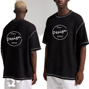 High Quality Logo <b>Sporting</b> Gym Wear Oversized Cotton Black Contrast Stitching <b>White</b> Oversize Fit Puff Print <b>Tshirt</b> for Men - Product Image 6