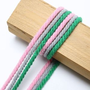 เชือกถักฝ้ายจีนขายดี ขนาด 1-8 มม. ความทนทานสูง 100% ฝ้าย 3 เส้น หลายสี - Product Image 1
