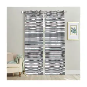 Fashion Luxury Striped Silk Blue Sheer Living Room Curtains Stocks Yarn dye Stripe White Sheer Curtain