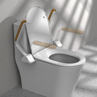 HEXU Poignée de Soutien Pliable en Bois Massif Sans Perçage, Barre d'Appui de Sécurité Thermolaquée pour Toilettes, Idéale pour Personnes Âgées et Femmes Enceintes à Domicile