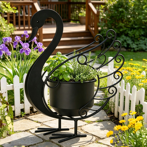 <span class=keywords><strong>Vase</strong></span> décoratif en fer forgé en forme de cygne, grande capacité, <span class=keywords><strong>pour</strong></span> la maison, le jardin, décoration extérieure, pot de fleurs, support <span class=keywords><strong>pour</strong></span> plantes en fer - Product Image 6