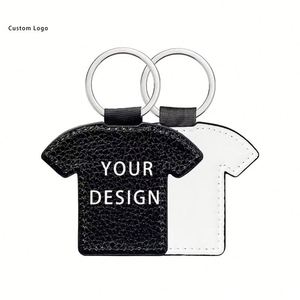 <b>Custom</b> PU Leather <b>Keychains</b> with Stainless Steel, Festive Designs for New Year's Celebrations - Product Image 1