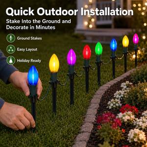 Waterproof IP65 LED <strong>Christmas</strong> <strong>Pathway</strong> <strong>Lights</strong> Indoor Outdoor Plastic Stake <strong>Lights</strong> for Garden Yard Lawn Walkway Holiday Decoration - Product Image 5