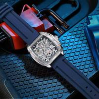 Montre mécanique pour homme, cadran en cristal saphir, bracelet en silicone, boîtier en alliage, affichage du calendrier, marqueurs lumineux, design fin