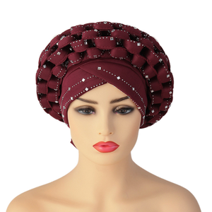 Turbante con diamantes de imitación para mujer, turbante personalizado, estilo africano, Twisty, lazo para la cabeza, musulmán - Product Image 3