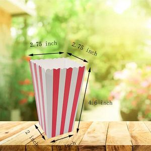 Red White Striped Foldable Paper Popcorn Box Disposable Snack <b>Container</b> - Product Image 2