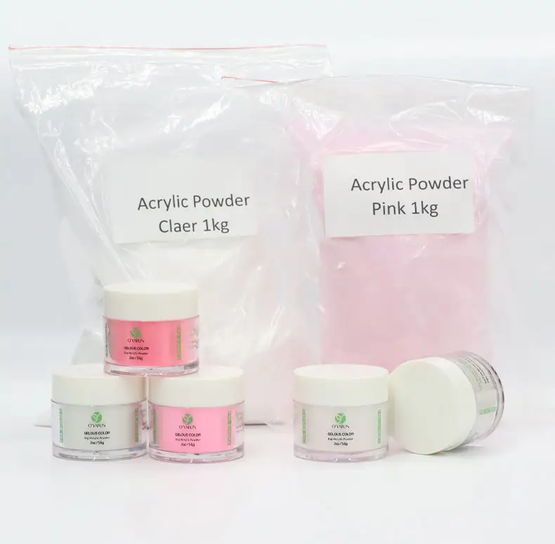 Polvere acrilica personalizzata professionale per salone di qualità trasparente in polvere acrilica da 1 Kg per unghie in acrilico Kit per unghie rosa forniture per unghie