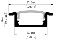 Profilé en aluminium LED avec diffuseur, embouts et clips pour bande LED 23*09 mm