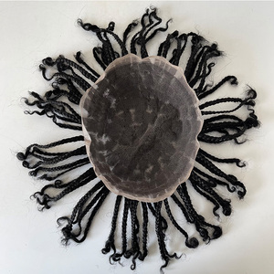 Commercio all'ingrosso della fabbrica 8x10 pollici 100% Remy dei capelli umani di colore nero Base di pizzo pezzi per capelli intrecciati parrucche con 6 pollici scatola trecce toupet - Product Image 2