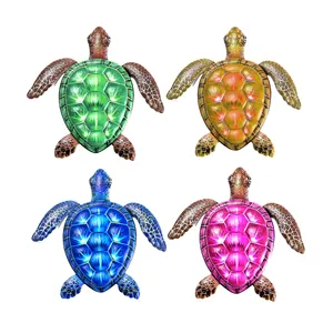 Metal Sea Turtle Beach Theme Decor Ocean Animal Turtle Sculpture Wall Art Decor For Indoor Outdoor Bathroom Garden Decoration