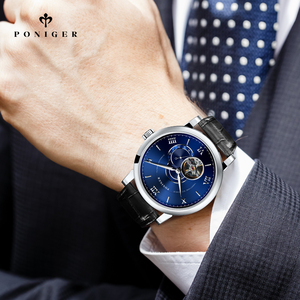 <span class=keywords><strong>Orologio</strong></span> <span class=keywords><strong>Automatico</strong></span> Meccanico da Uomo Poniger Cassa in Acciaio Inossidabile Quadrante in Cristallo Zaffiro <span class=keywords><strong>Cinturino</strong></span> in <span class=keywords><strong>Pelle</strong></span> Resistente all'Acqua 5BAR 2025 - Product Image 6