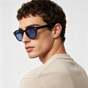 Oval Vintage Rivet Tortoiseshell Custom Logo Designer Brand Round <strong>Sunglasses</strong> Women Men Yellow <strong>Blue</strong> <strong>Len</strong> Small Sun Glasses - Product Image 2