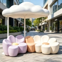 Banc en fibre de verre personnalisé en forme de nuage floral, sculpture artistique créative, siège peint à la main pour centre commercial, hall d'hôtel, maternelle
