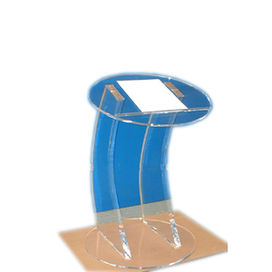Contemporáneo Acrílico transparente Diseño curvo Iglesia Boda <span class=keywords><strong>Atril</strong></span> Profesor Podio Lucite Conferencia Podio con <span class=keywords><strong>base</strong></span> <span class=keywords><strong>redonda</strong></span> y parte superior - Product Image 1