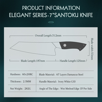 XINZUO Sharp Custom Damascus Staal Snijmes Japans Santoku-mes Duurzaam Wit G10 Handvat