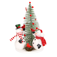 Figurine de bonhomme de neige en tissu blanc scintillant avec oiseau pour la décoration de table de Noël, directement de l'usine