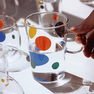 Vendita calda colorata tazza di vetro <span class=keywords><strong>a</strong></span> <span class=keywords><strong>pois</strong></span> alta tazza di vetro borosilicato tazza di caffè Latte tazza di vetro - Product Image 5