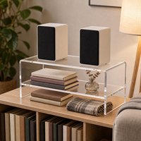 Support d'écran en acrylique transparent de luxe en forme de U, sur mesure, à 2 niveaux, pour ordinateur portable, organisateur de bureau, présentoir en acrylique, fabrication OEM