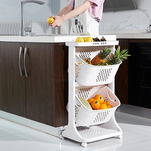 Moderno Estante de Almacenamiento de Plástico Ecológico para Cocina, Multi-Nivel, con Ruedas, Extra Grande, para Frutas y Verduras - Product Image 3