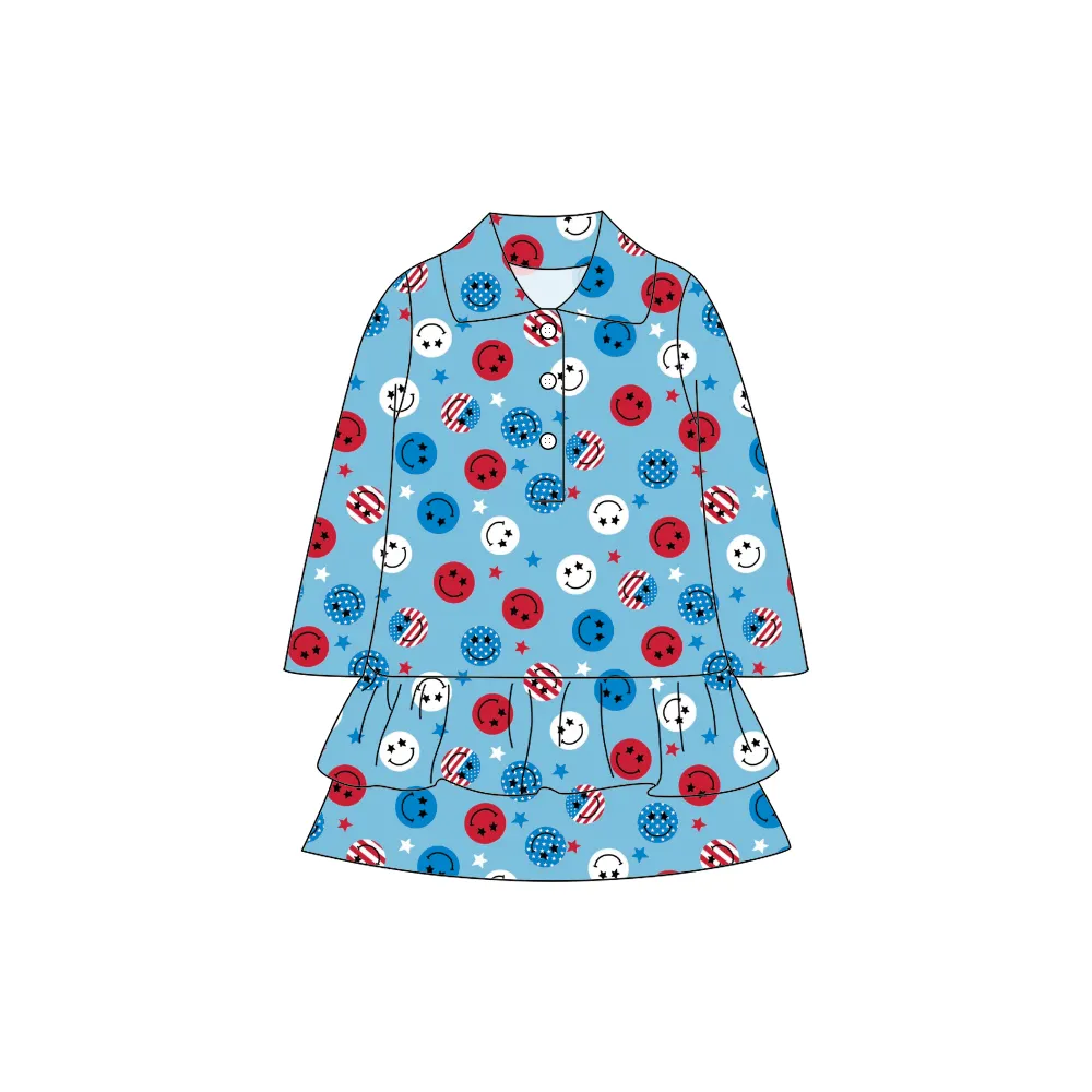 फ़ॉल फ़ैशन के लिए लिआंगज़े हॉट सेल कपड़े, लड़कियों के लिए नवीनतम प्रिंसेस लंबी आस्तीन वाली ड्रेस बटन वाले बच्चों के कपड़े