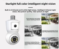Caméra de sécurité intérieure IP panoramique PTZ double objectif E27 WiFi 2MP+2MP 4MP 355° avec stockage sur carte mémoire H.265 pour la vente en gros