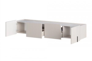 Quality Control Customizable <strong>Wall</strong> Mounted <strong>Floating</strong> TV Cabinet MDF <strong>Floating</strong> Entertainment <strong>Unit</strong> with Black Elements - Product Image 3