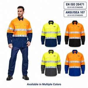 Camisa <span class=keywords><strong>de</strong></span> <span class=keywords><strong>Trabajo</strong></span> <span class=keywords><strong>de</strong></span> Manga Larga <span class=keywords><strong>de</strong></span> Alta Visibilidad en Dos Tonos, Certificada EN ISO20471 ANSI/ISEA107, con Ventilación <span class=keywords><strong>de</strong></span> Malla en las Axilas, Antiincrustante, <span class=keywords><strong>Ropa</strong></span> <span class=keywords><strong>de</strong></span> <span class=keywords><strong>Trabajo</strong></span> <span class=keywords><strong>de</strong></span> Seguridad OEM - Product Image 4