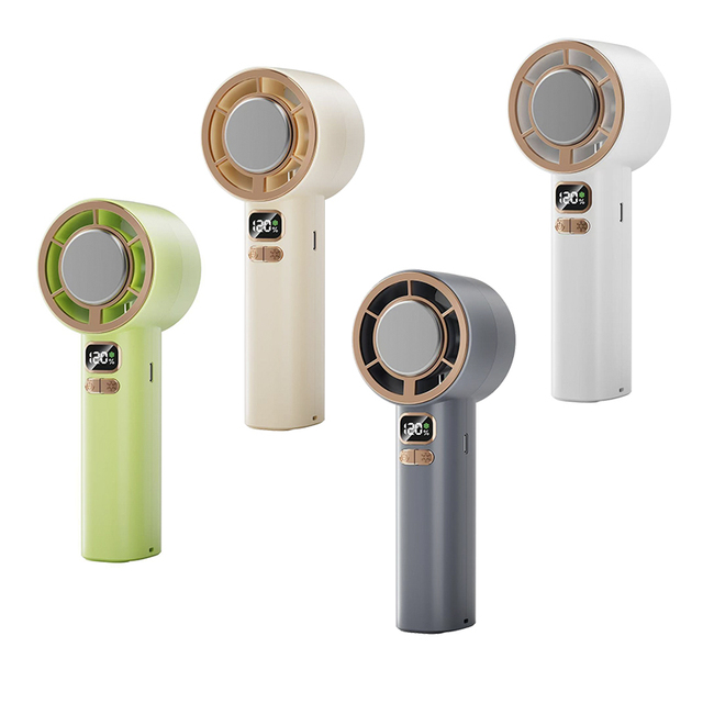 USB Mini Portable Rechargeable Handheld Air Cooling Fan Wearable Plastic Device with Light for Outdoor Use