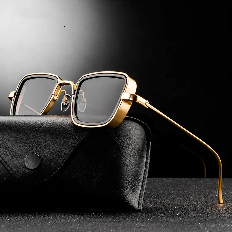 2023 Винтажные роскошные классические брендовые дизайнерские очки в стиле стимпанк для мужчин и женщин, маленькие зеркальные Винтажные Солнцезащитные очки с толстой металлической квадратной оправой
