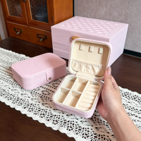 Boîtes à bijoux en cuir PU personnalisées, mignonnes et petites, étui de voyage élégant, organiseur de rangement, pochette pour cadeaux