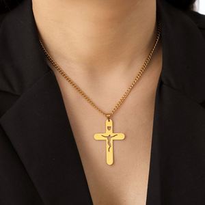 Collier Croix Crucifix Jésus Myshape, Pendentif Statue <span class=keywords><strong>Christ</strong></span> Sauveur en Acier Inoxydable, Cadeau Religieux pour Prière et <span class=keywords><strong>Bible</strong></span> - Product Image 6