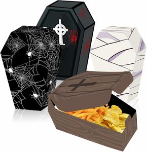 12 Uds. Caja de regalo de Halloween Cross Spider Web Goodie Boxes Halloween Coffin Shape Treat Cajas de papel para Trick or Treat Horror Party - Product Image 6