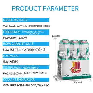 Miken เครื่องทำน้ำปั่นเชิงพาณิชย์3ชาม12L X 3ถังสแตนเลสพร้อมอุปกรณ์เบเกอรี่เชิงพาณิชย์ - Product Image 6