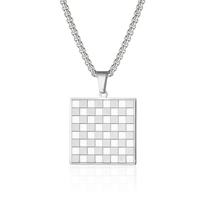 Chuỗi Hộp Bằng Thép Không Gỉ Tạo Ra Bán Chạy Vòng Cổ Bàn Cờ Hình Chữ Nhật Trang Sức - Product Image 3