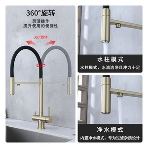 Pull Down Kitchen Faucet Single Handle Ceramic Valve Deck Mounted Modern Style Hot Cold Water Dual Use - Product Image 4