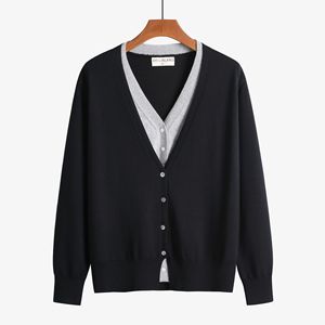 Cardigan tricoté deux pièces col en V pour femme, nouvelle collection automne-hiver, en <span class=keywords><strong>laine</strong></span> douce, couleur unie, coupe ample, style français élégant 3839 - Product Image 6