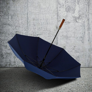 Parapluie de golf à manche droit 8K, logo personnalisé, taille, couleur, coupe-vent, pliable, minimaliste, fibre 190T, semi-automatique, 120 cm - Product Image 6