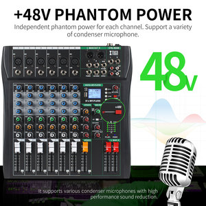 Bàn trộn âm thanh chuyên nghiệp XTUGA CT6/8 6/8 kênh, điều khiển DJ chuyên nghiệp với nguồn phantom 48V tích hợp, hỗ trợ MP3/BT/USB - Product Image 5