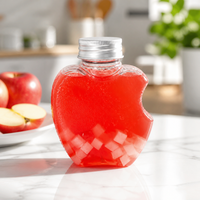 Bouteille en plastique créative de Noël en forme de pomme de 300 ml, en PET transparent de qualité alimentaire, pour thé au lait Boba, avec bouchon à vis en aluminium