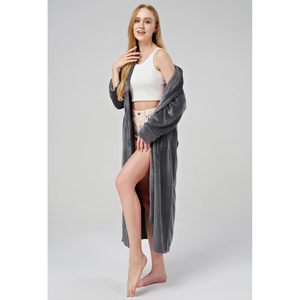 Sioro Albornoz de lana para mujer con cremallera larga y bolsillos, ropa de dormir cálida, tallas S-XL - Product Image 6