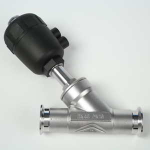Grado Alimenticio y Farmacéutico Sanitario 45 °   Válvula de Ángulo Neumática de Control de Agua con Abrazadera Triple SS304/316L - Product Image 3