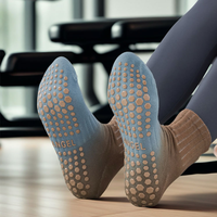 Calcetines Deportivos de Yoga al por Mayor para Mujer, Tie Dye de Dos Colores, Calcetines de Algodón de Alta Calidad para Fitness en Interiores con Agarre Antideslizante