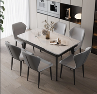 Foshan Factory Ensemble table à manger de luxe 6 places extensible pierre frittée pin recyclé meubles de Chine pour application de bar
